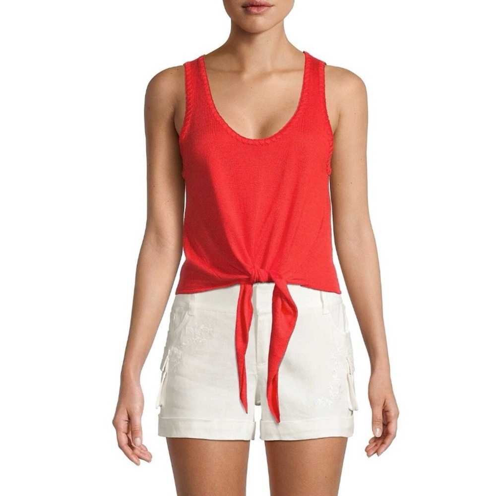 Alice & Olivia Jacinda Tie-Front Tank Top in Poppy Red–– NWT